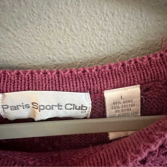 Vintage Pink Paris Sport Club Cotton Ramie Hearts Sweater - Picture 4 of 13